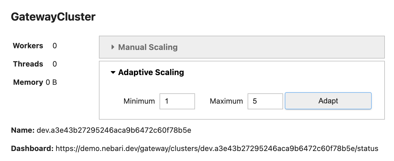 Creating a Gateway Cluster UI